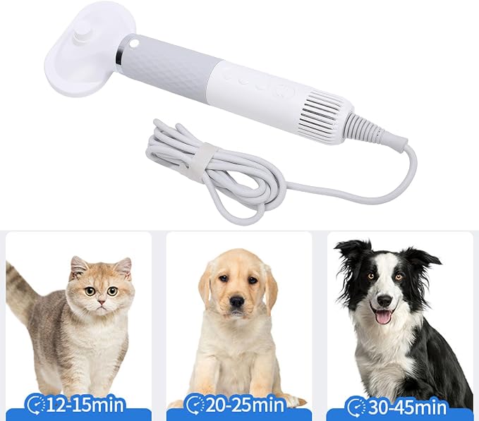 Pet Grooming Dryer, Dog Blow Dryer, Pet Hair Dryer, 5 in 1 Pet Hair Dryer Kit, 3 Airflow Temperature Modes, Negative, Safe Efficient Grooming for Dogs Cats