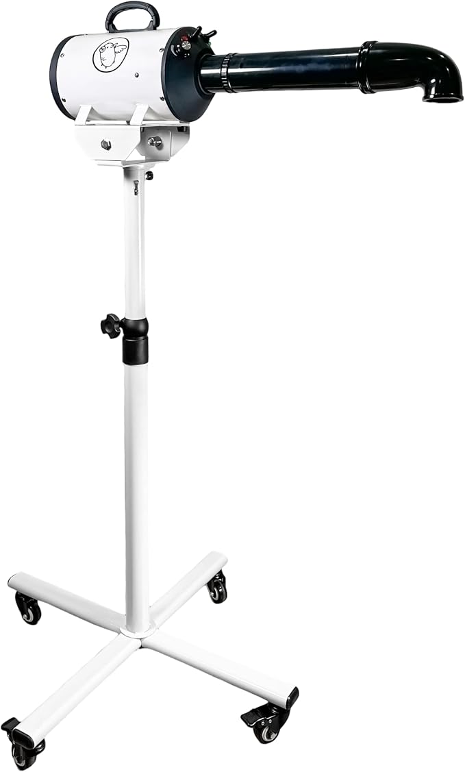 Flying Pig High Velocity Dog Pet Stand Grooming Dryer w/Variable Air Speed & Heat (White w/Black Logo)