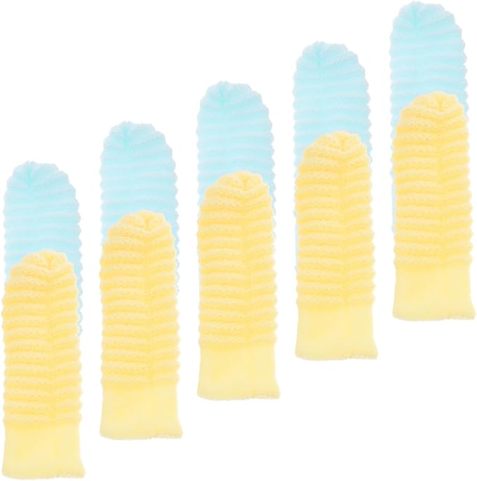 Kisangel 10 Pcs Dog Finger Toothbrush Set for Large Dogs Soft Silicone Pet Toothbrushes in Yellow and Light Blue Oral Cleaning for Puppy