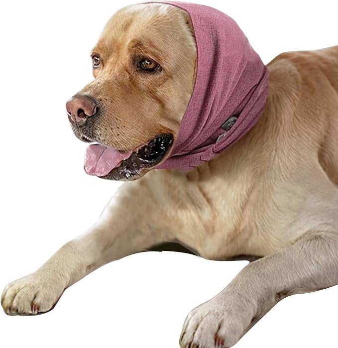 Dog Ear Cover for Anxiety Relief, Dog Calming Hood for Grooming and Bath Drying, Pet Cats and Dogs Ear Protector (Large)