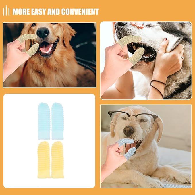 Alipis 12pcs Dog Finger Toothbrushes for Large Dogs Soft Polyester Material Washable Dental Care Brushes in Yellow and Sky Blue Suitable for Puppy Teeth Cleaning