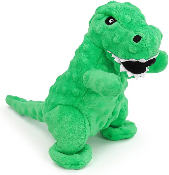 Andiker Dog Squeaky Toys, 8.66 in Plush Dogs Toy Soft Dogs Chew Toys in Dinosaur Shape for Chewing Biting Stuffed Dog Toys with a 3.93 in Squeaker and Crinkle Paper for All Puppy (Green)