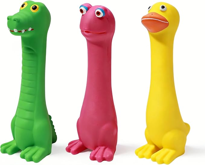 SCHITEC Latex Squeaky Dog Toys, Animal Toy Set for Small Puppies & Medium Breed Dogs, Interactive Puppy Play for Boredom Relief