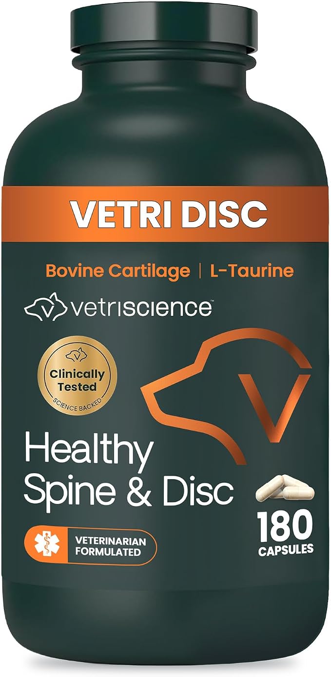 VetriScience Healthy Spine & Disc Easy-Open Capsules, Back and Spinal Support Chondroitin and Taurine Supplement for Dogs, Perfect for Dachshunds, Corgis, Frenchies, Basset Hounds & More, 180 Count