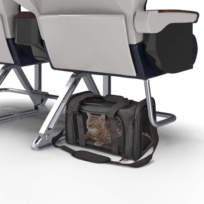 Henkelion Cat & Dog Carrier, Small/Medium Up to 15 lbs, TSA Airline Approved, Waterproof, Black