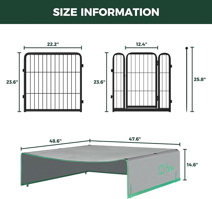 FXW Rollick Unleashed Dog Playpen, 24in, 16 Panels with Sun Shade, Small/Puppy, Black