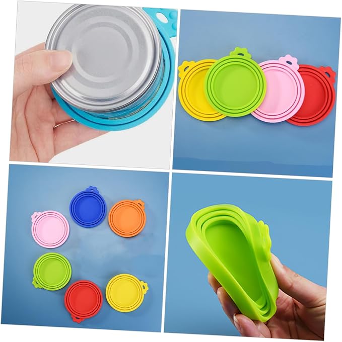 Ciieeo 6pcs Silicone Pet Food Can Lids Dishwasher for Dog Cat Cans Flexible for Yogurt Soda Containers Maintain Freshness