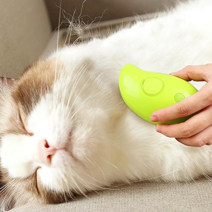 Cat Brush,3 in1 Cat Steam Brush,Self Cleaning Steam Cat Brush for massage, Pet Steam Brush for Cat,Multifunctional Cat Steamer Brush,Cat Grooming Brush for Removing Tangled Loosse Hair (Green)