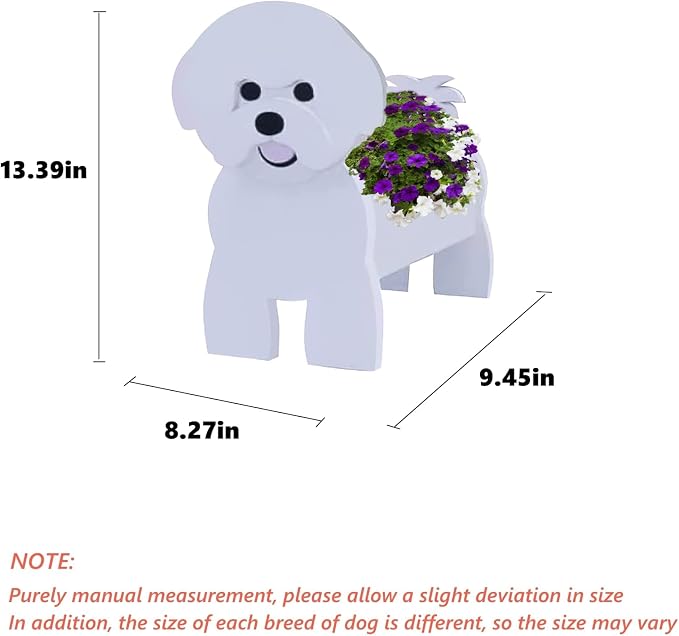 Bichon Frise Dog Planter Pots, Animal Shaped Flower Pot