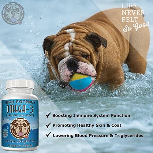 Pure Omega 3 Wild Fish Oil for Dogs with Vitamin E - Highest EPA & DHA Softgels Available (1000mg) 180ct