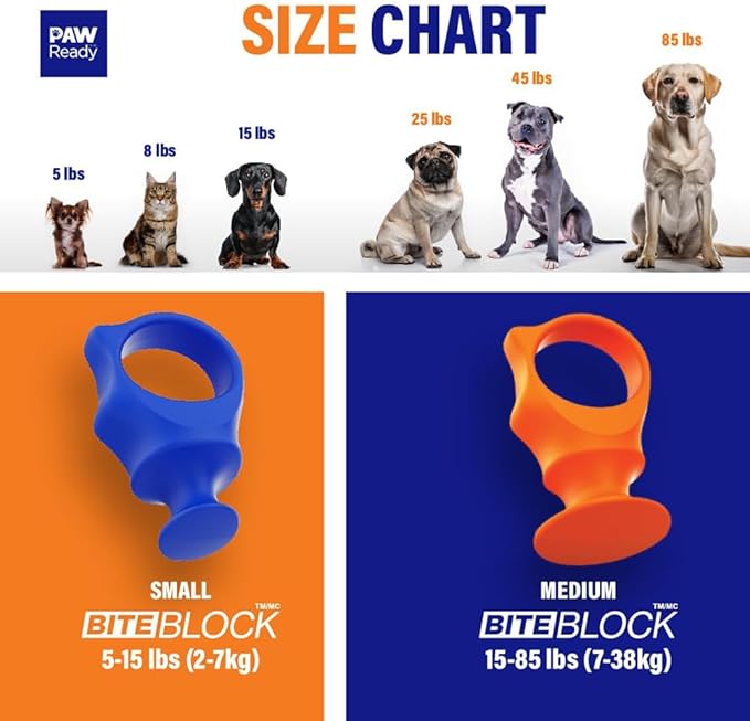 Paw Ready Pet Toothbrushing Assistant for Puppies' Dogs and Cats Allows You to Brush Your pet’s Teeth Without Constantly Worrying About Getting Bitten. (Blue, Small)