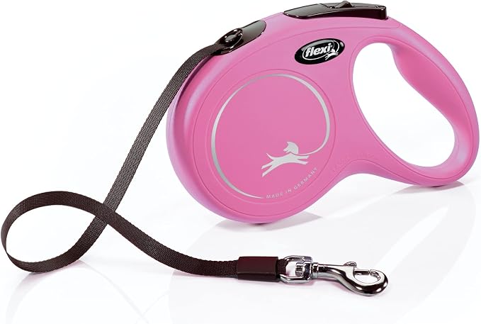 FLEXI® Classic Tape Retractable Dog Leash, Medium, 16 ft - Pink | German engineered, original flexi leash, durable quality for dogs up to 55 lbs, tangle-free, walking, reliable brake system