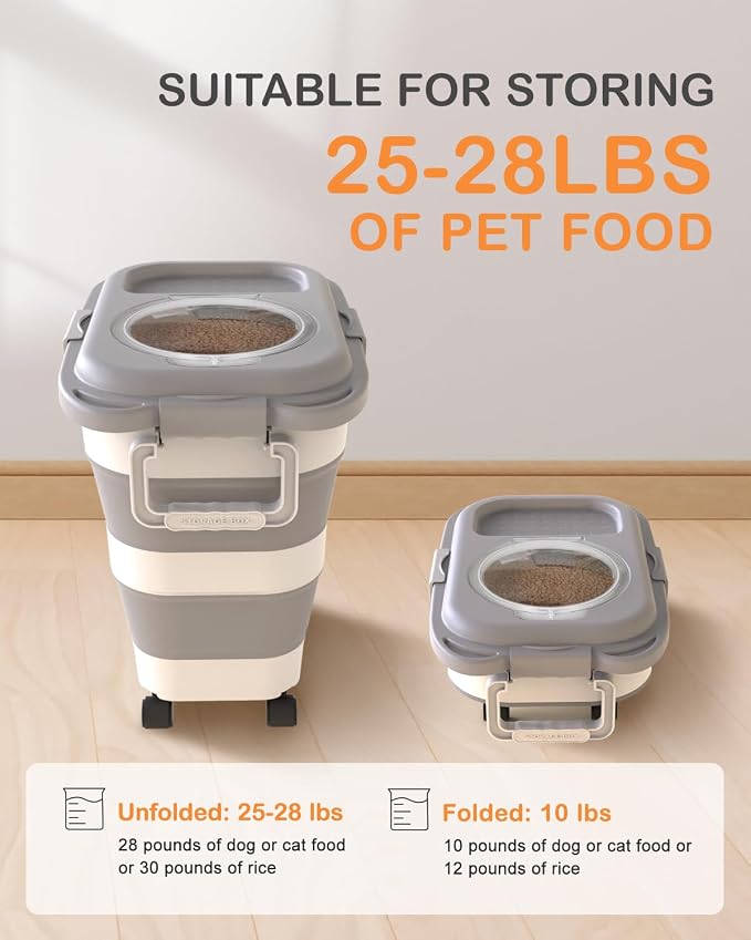 25-28Lbs Dog Food Storage Container Airtight, 28Lbs, Grey