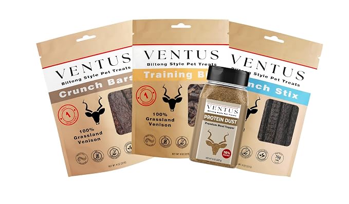 Ventus Dog Food Topper - Single Ingredient Venison Air Dried Dog Food Seasoning for Picky Eaters, No Additives, Grain Free Meal Toppers for Dogs 8 oz.