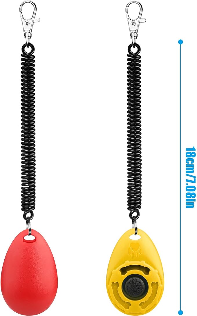 Diyife Dog Clicker for Training, 2 Pack Dog Training Clicker | Clicker Dog Training with Wrist Strap, Pet Training Clicker, Perfect for Dog Cat Puppies Behavioral Training (Red and Yellow)