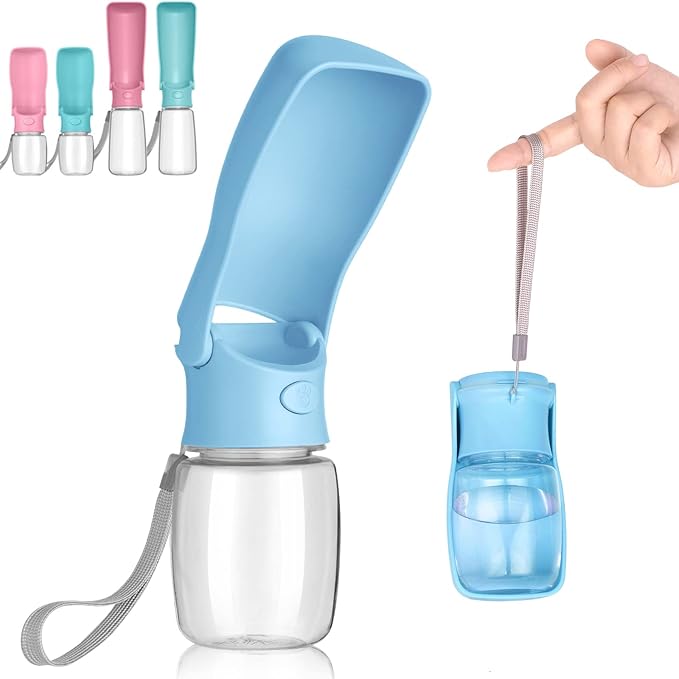 Portable Dog Water Bottle, Foldable, 12oz, SkyBlue