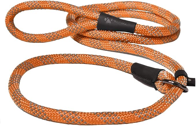 Max and Neo Rope Slip Lead Reflective 5 Foot - We Donate a Leash to a Dog Rescue for Every Leash Sold (5 FT x 1/3" Small Dog, Orange)