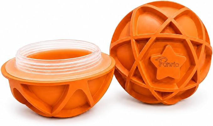 Interactive Dog Ball Replacement Shell, 4-Turn Thread, No Electronic Core | Panrio-compatible outer shell, tough rubber, transfer the original electronic core,wipe-clean maintenance,1 shell only,Orange