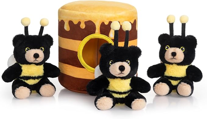 Hollypet Squeaky Hide and Seek Dog Toys for Small and Medium, Honey Pot | Interactive Plush Stuffed Dog Squeak Toys for Small Medium Sized Dogs and Non-Aggressive Chewers, Puppy Teeth Clean Chew Toys