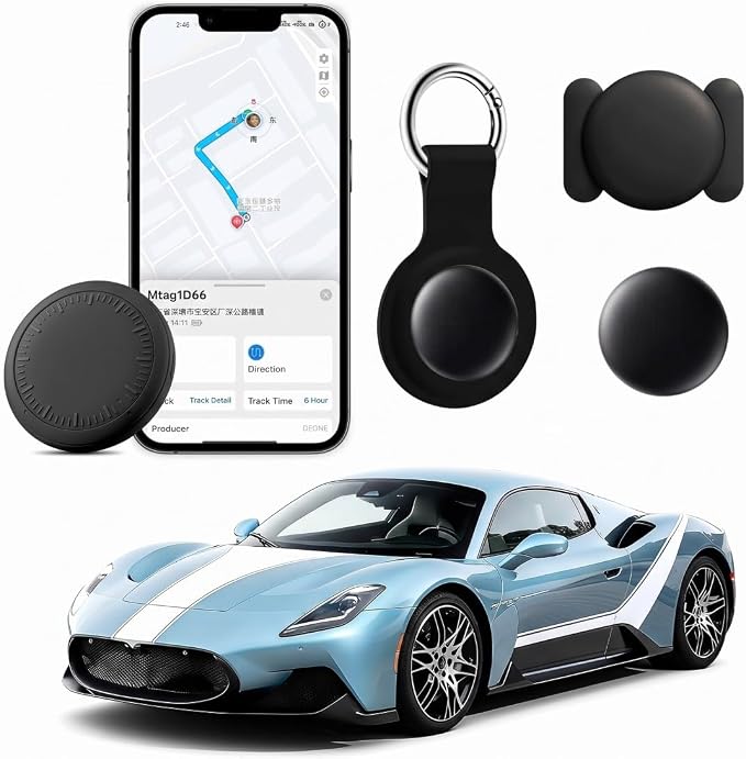 Tracee 2-Pack Mini GPS Tracker for Vehicles, Car GPS Locator No Monthly Fee, Hidden Magnetic Tracker Compatible with iOS/Android, with Carabiner & Magnetic Mount for Pet Collar Car