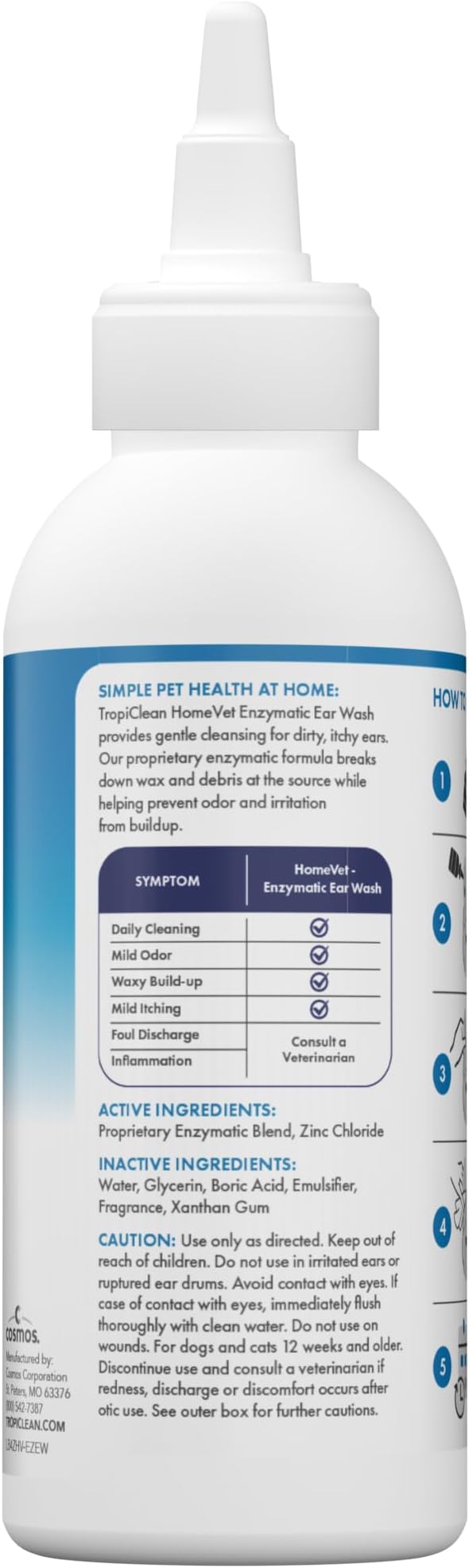 TropiClean HomeVet Enzymatic Dog Ear Cleaner, 2 oz
