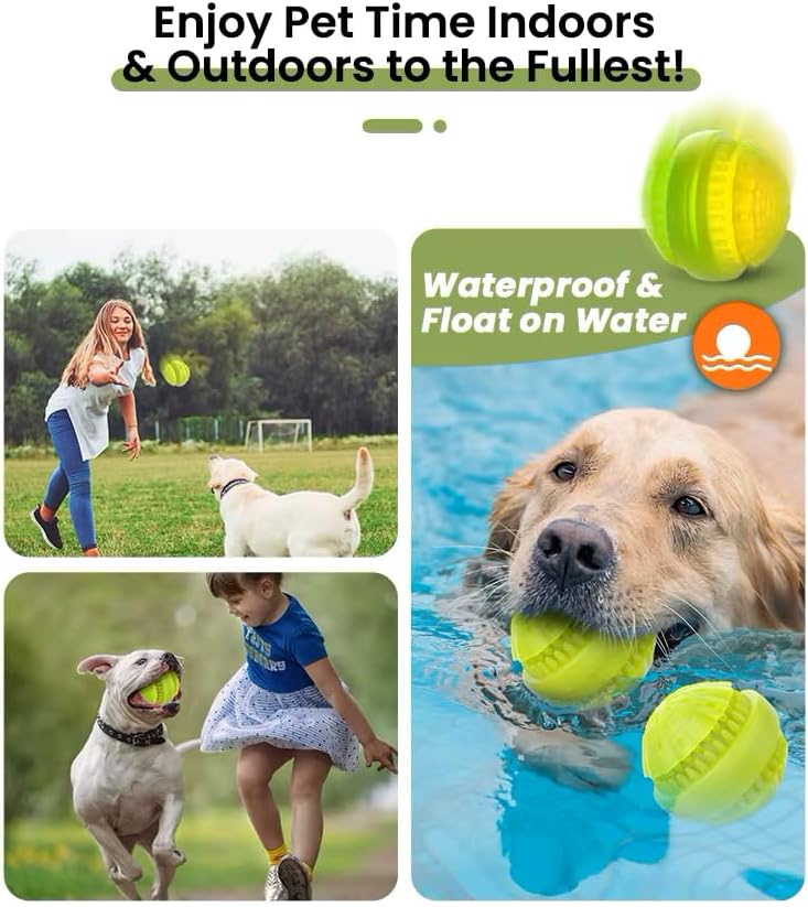 Eco-Friendly Rechargeable LED Dog Chew Toy Ball – Waterproof, Durable Silicone, Interactive Light-Up Design for Pets