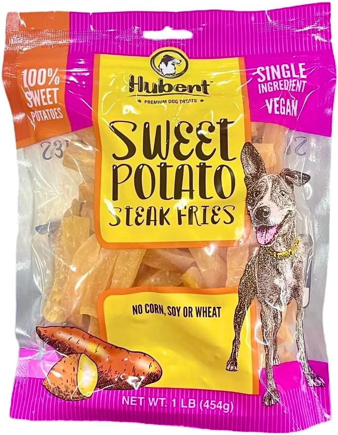 Hubert Sweet Potato Dog Treats, Single Ingredient Vegan Fries, 1 lb