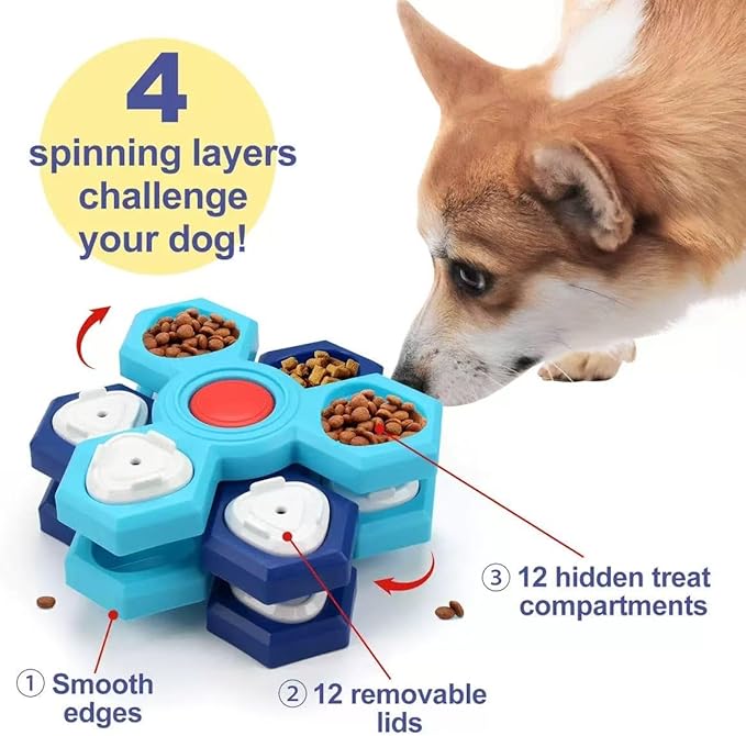 4-Level Interactive Slow Feeder Dog Bowl - Multi-Layer Puzzle Toy with Non-Slip Base, Mental Enrichment Feeder to Prevent Fast Eating, Anxiety & Bloat for Small Medium Large Dogs