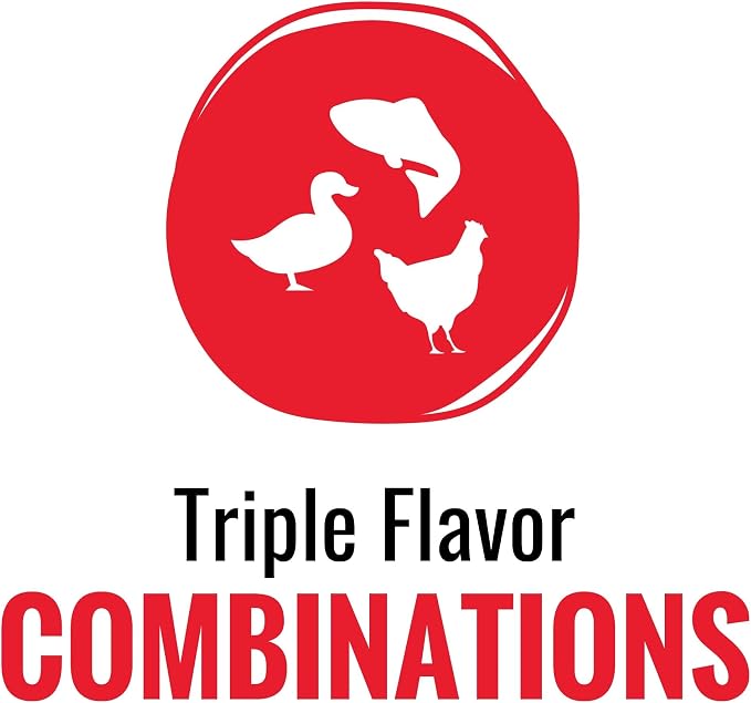 Good 'n' Tasty Triple Flavor Puree Mix-Ins Dog Food Topper Treats for All Dogs, 28 Count, Easy Single-Serve Portions, Added Protein with Chicken, Salmon and Duck