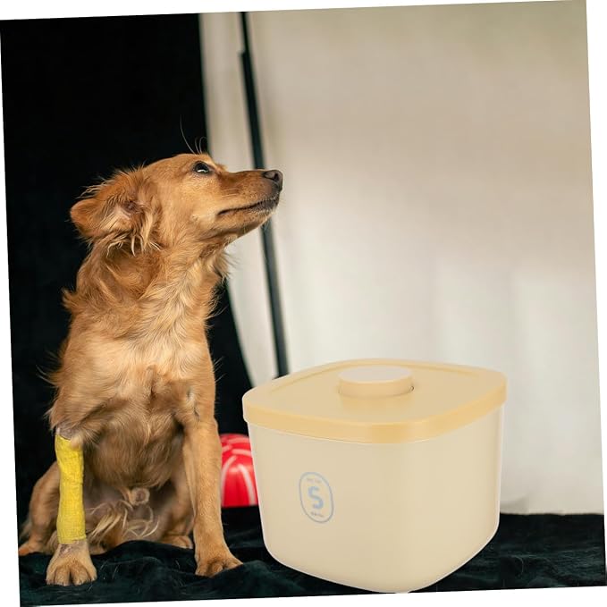 Cabilock Airtight Small Pet Food Storage Container, Vacuum-sealed Dog and Cat Food Bin, Moisture-proof Yellow Canister for Puppy and Small Dog Feeding