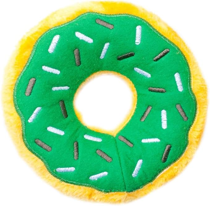 ZippyPaws Donutz No Stuffing Dog Toys to Keep Them Busy - Mint Chip Donut | For Small and Medium Dogs, Squeaky Pet Toy for Boredom, Unstuffed Chew Toy, Soft Plush Puppy Products