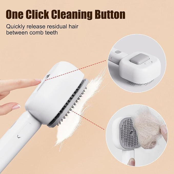 Cat Steamy Brush,3 in1 Self Cleaning Steam Cat Brush with 30ml Water Tank USB Rechargeable for Cats Dogs Rabbits Massage Clean Grooming