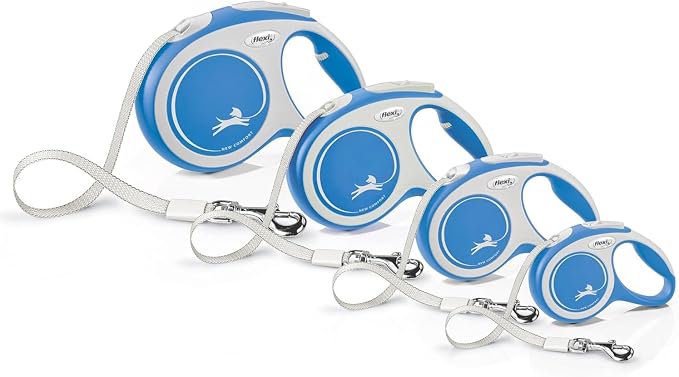 FLEXI® Comfort XS Tape Retractable Dog Leash, 3-Finger Grip, 10 ft - Blue | German engineered, Pocket-Size original flexi leash, durable quality for dogs up to 18 lbs, tangle-free,reliable brake system