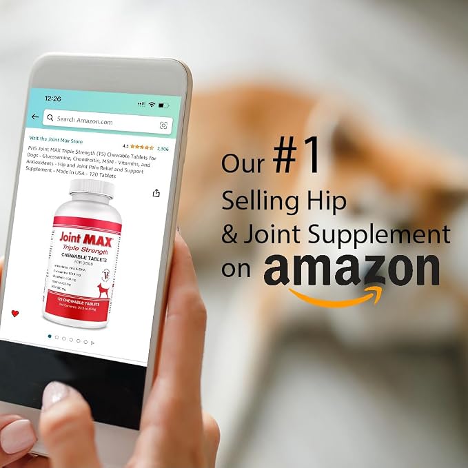 Double Strength - Vitamins, Minerals, Antioxidants - Maximum Joint Health Supplement for Dogs - 120 Chewable Tablets
