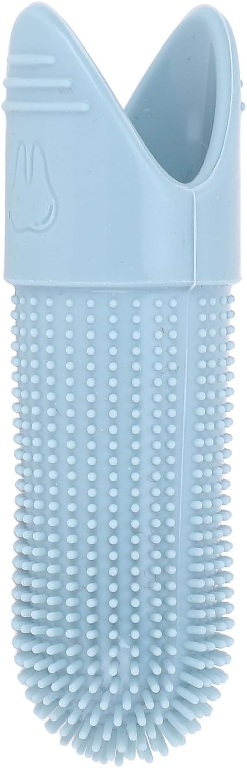 TOPINCN Silicone Dog Finger Toothbrush 360 Degree Food Grade for Dogs Cats Care with Flexible Design for Oral Clean (Blue)