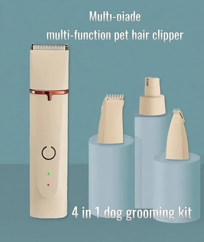 Low Noise 4-in-1 Dog Grooming Clippers Kit - Beige