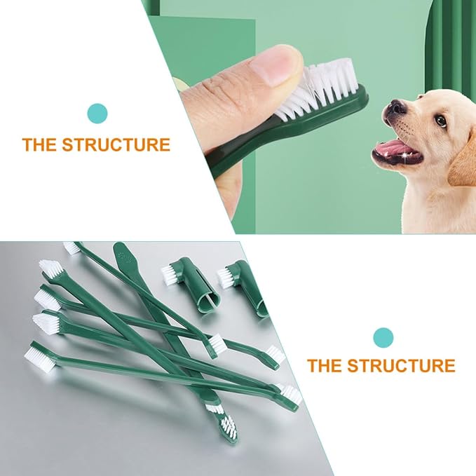 Luxshiny Dog Toothbrush Set with Dual-Head Design, Pet Finger Toothbrush and Puppy Oral Care Kit, Soft Bristles for Effective Teeth Cleaning, Suitable for Puppies and Adult Dogs