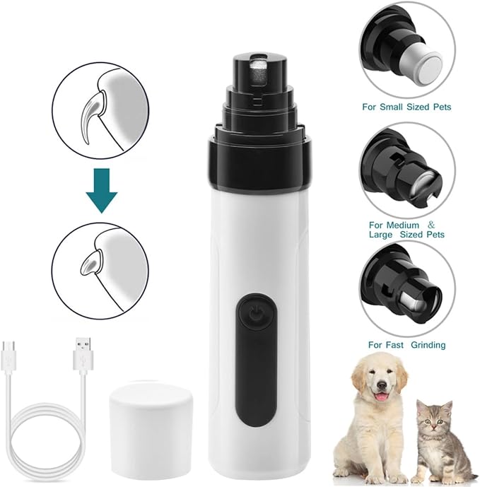 pawyzie Dog Nail Grinder, 3 Ports, 2 Speeds, White