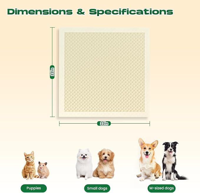 Puppy Pads 336 Count Small 22x22in Bamboo Training Pads Deodorizing Leakproof Quick Drying Dog Pee Pads Super Absorbent Disposable Pee Pads for Dogs Puppies, Doggie, Cats, Rabbits