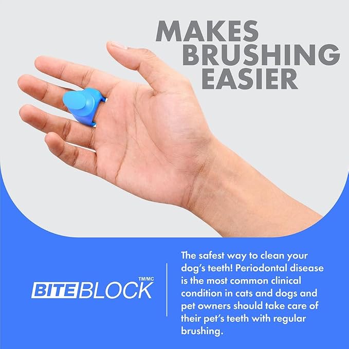 Paw Ready Pet Toothbrushing Assistant for Puppies' Dogs and Cats Allows You to Brush Your pet’s Teeth Without Constantly Worrying About Getting Bitten. (Blue, Small)