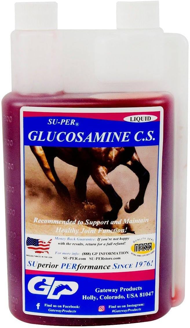 SU-PER Glucosamine C.S. Horse Joint Supplement - Supports Healthy Joints and Inflammatory Response in Horses - 1 Quart