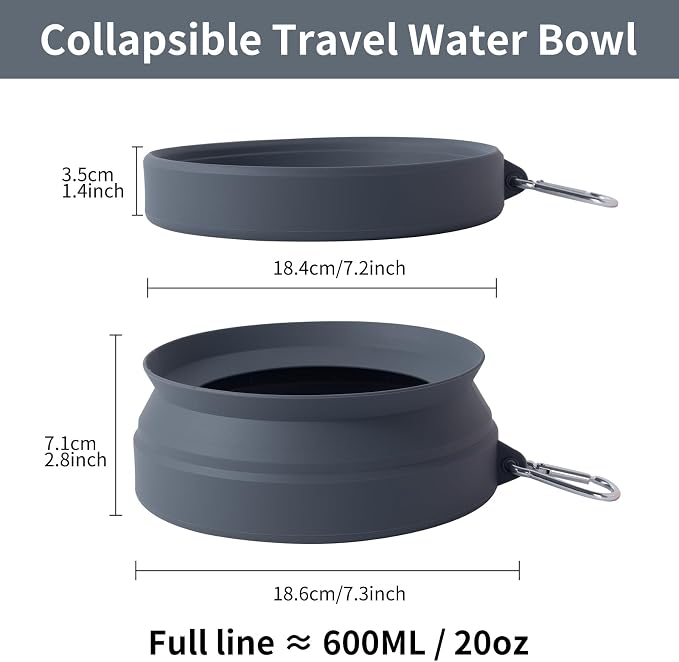 SLSON Spill Proof Dog Water Bowl for Cars, Dark Grey
