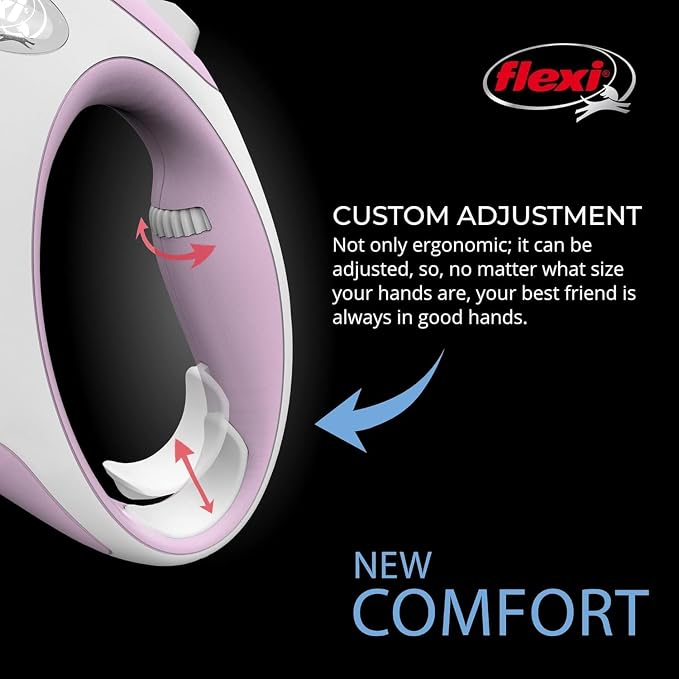 FLEXI® Comfort Tape Retractable Dog Leash, Small, 16 ft - Pink/Rose | German engineered, original flexi leash, durable quality for dogs up to 33 lbs, tangle-free, walking, reliable brake system