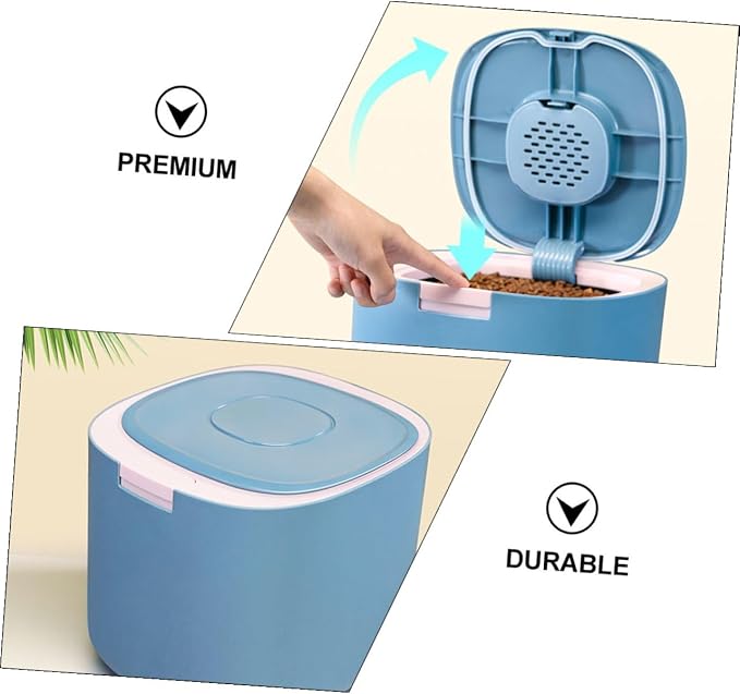 SOLUSTRE 11l Airtight Pet Food Storage Bin with Sealing Lid Fog Matte Finish Cat, 11l, Blue