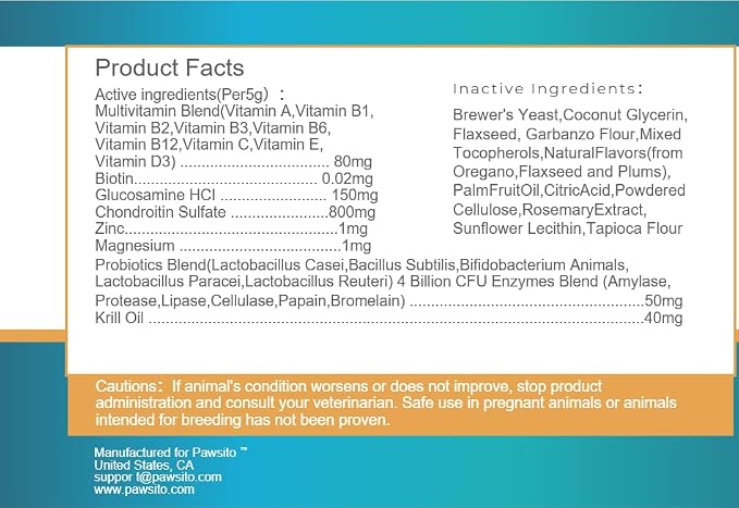 25-in-1 Dog Multivitamin Chews with Probiotic, Salmon Oil & Enzyme