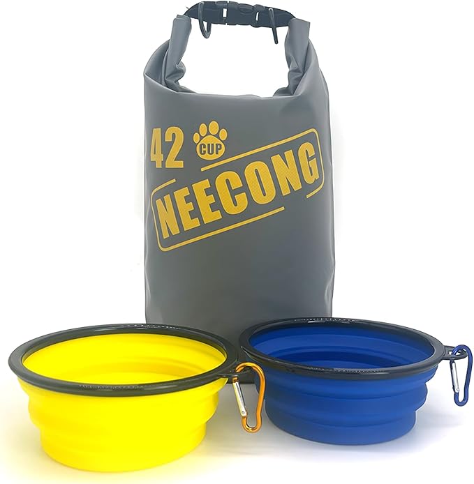 Dog Food Travel Bag with Collapsible Big Bowls, 800ml, 42 Cup, 10L