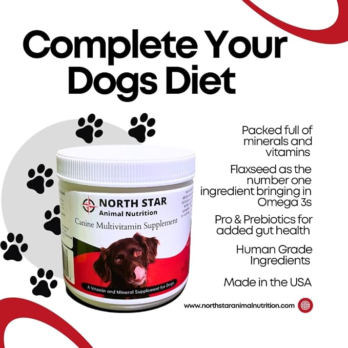 Canine Multivitamin Supplement All-in-one - 8 oz Powder for Dogs with Minerals, Vitamins, Prebiotics and Probiotics to Keep Dogs Healthy.