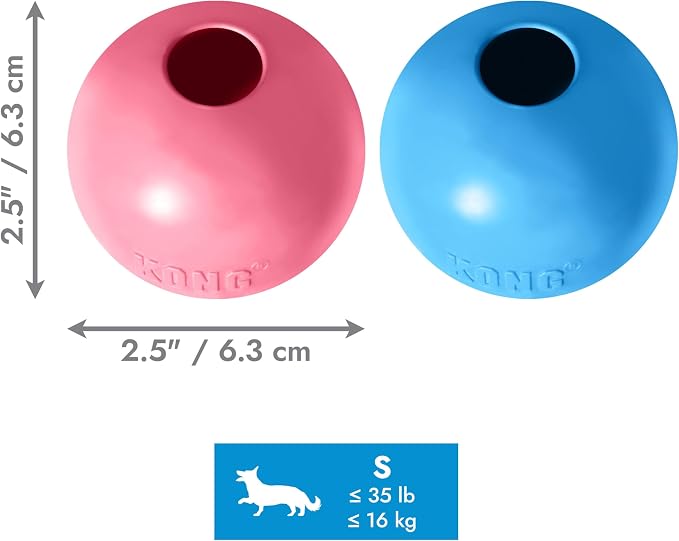 KONG Puppy Ball with Hole, Natural Rubber Teething Toy, Small Puppies, Blue | Soft & Durable Activity Ball That Supports Healthy Exercise, Interactive Play & Natural Teething for Puppies