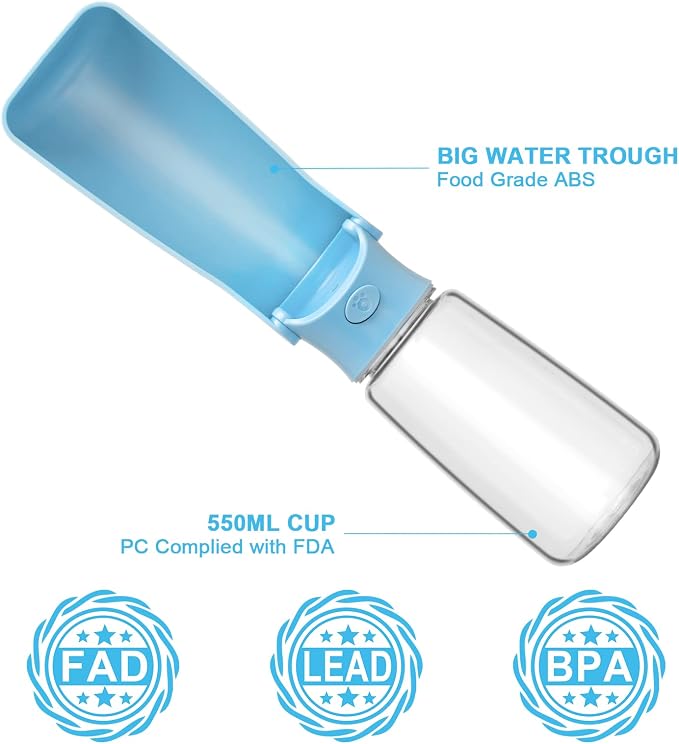 Portable Dog Water Bottle, Foldable, 19oz, SkyBlue