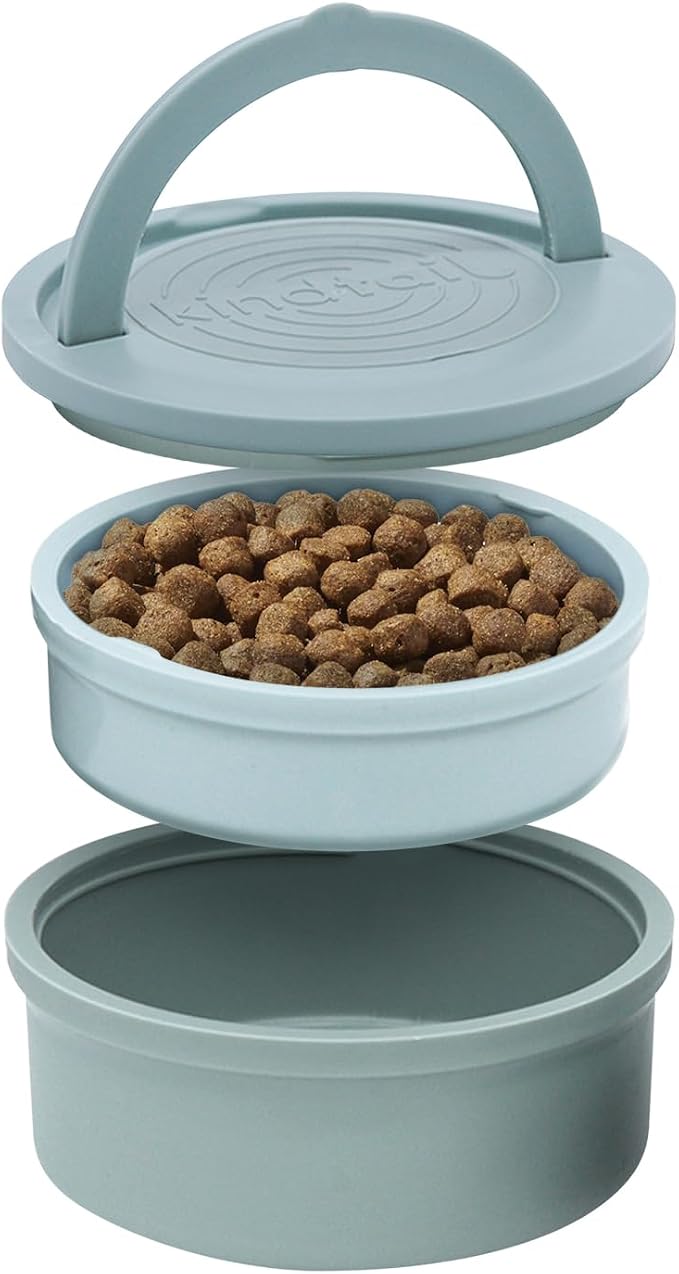 KindTail Dog Travel Bowls, Set of 2, with Lid & Handle